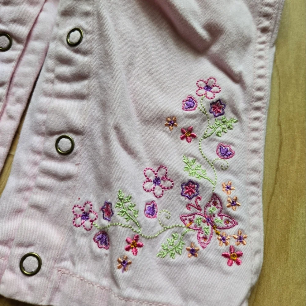 Vintage 1990s Carter's pink embroidered floral overalls